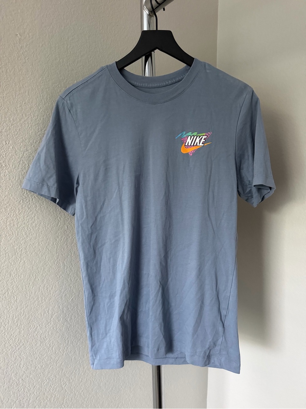 Nike Light Blue Short Sleeve Tee with Multicolor Chest Logo